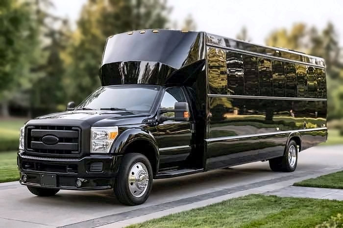 Ford F-550 Party Bus, 22 passengers, black, from the AB Limousine fleet