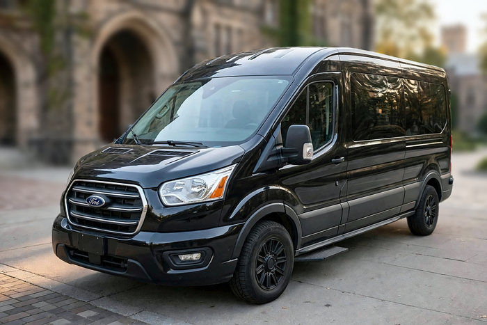 Ford Transit 250, 10 passengers, black, from the AB Limousine fleet