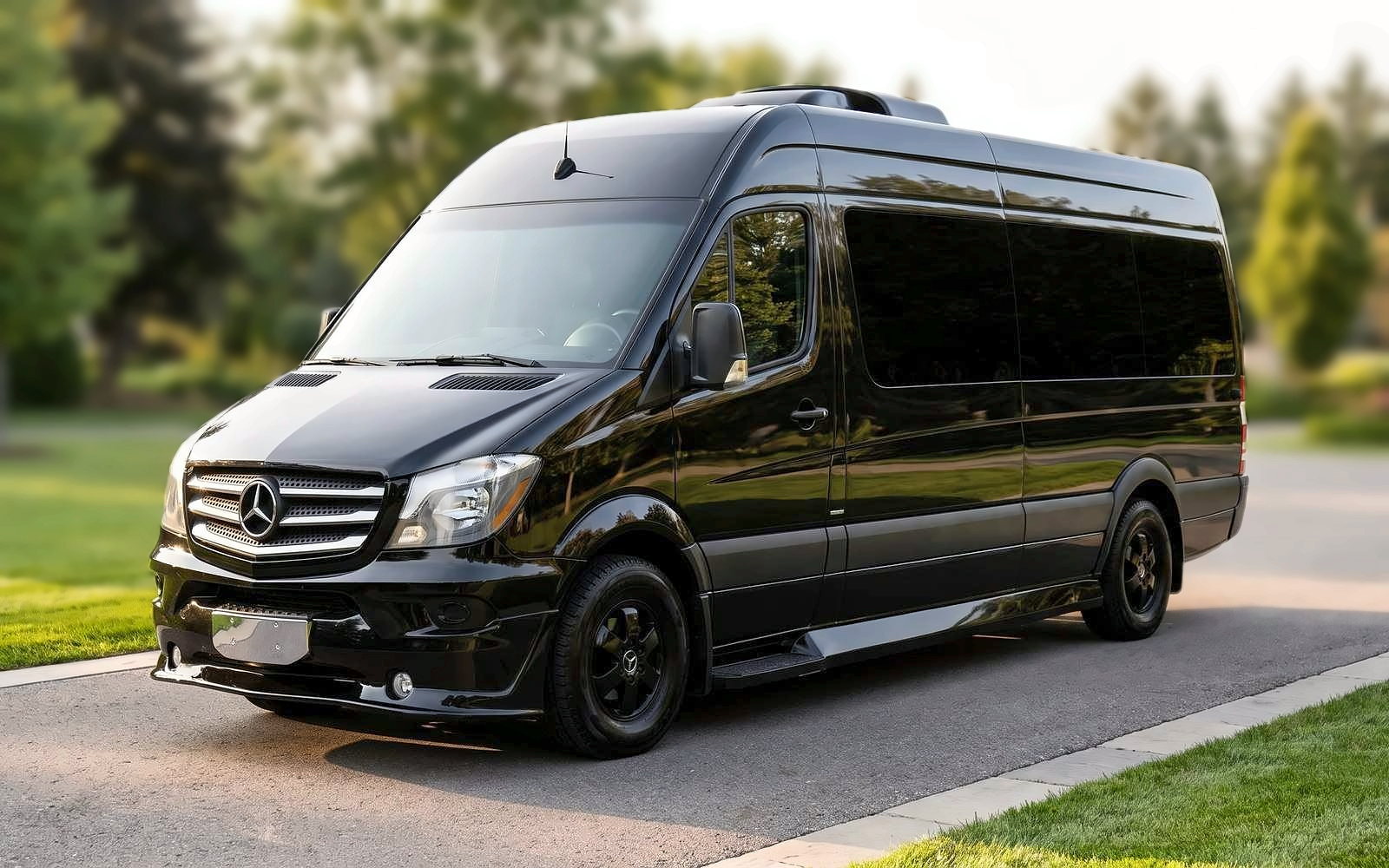Black Mercedes-Benz Sprinter from the AB Limousine fleet