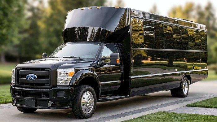 Ford F-550 Party Bus, 22 passengers, black, from the AB Limousine fleet